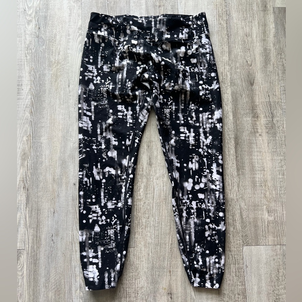 Calvin Klein Black White Abstract High Waist Leggings Athletic Size L - Picture 2 of 2